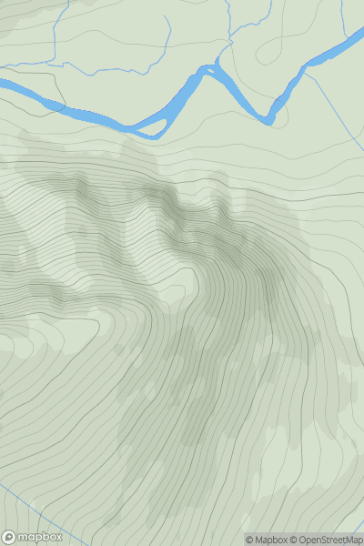 Thumbnail image for An Grianan [Glen Etive to Glen Lochy] showing contour plot for surrounding peak